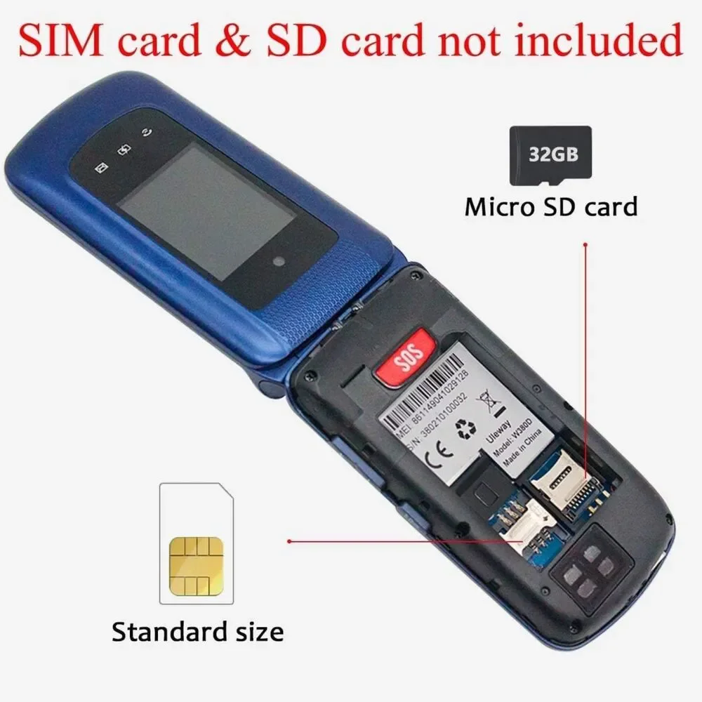 Uleway Unlocked 3G Seniors Flip Cell Dual SIM Card Big Button Easy-to-Use